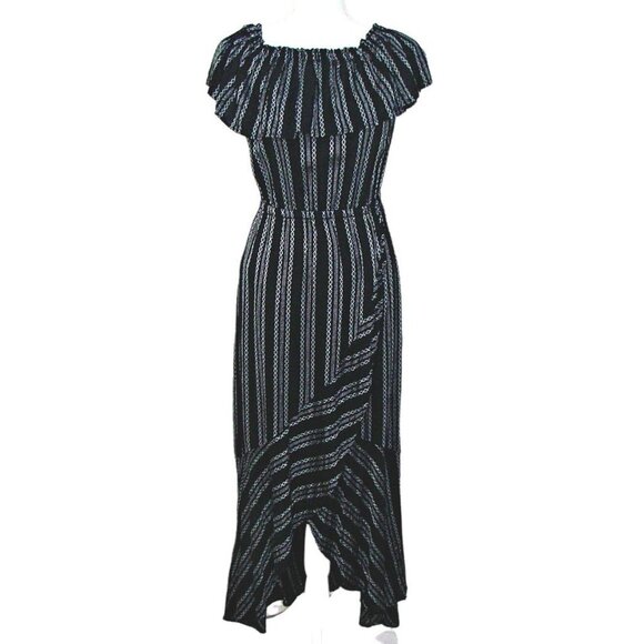 Elan Dresses & Skirts - Elan Womens Black White Striped Salsa Dancing Spanish Style Maxi Dress Sz Medium
